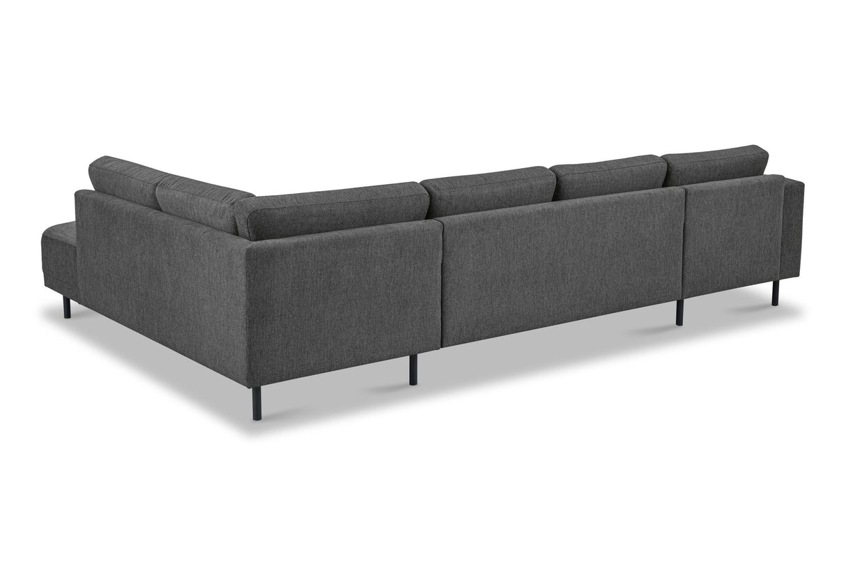 Canapé d'angle moderne U-Bank à droite en tissu anthracite Aniko 310x197x78 cm