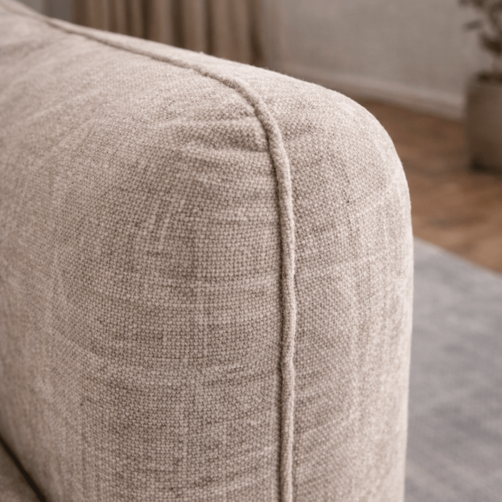 Canapé d'angle chaise longue beige tissu structuré Dwayne - droite