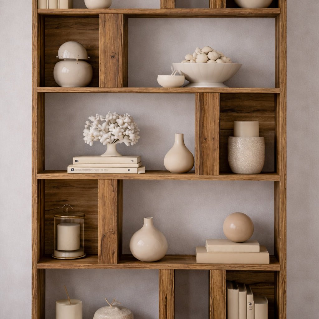 Boekenkasten - Asymmetrische boekenkast walnoot melamine Lima 90x180x20 cm - Dimehouse