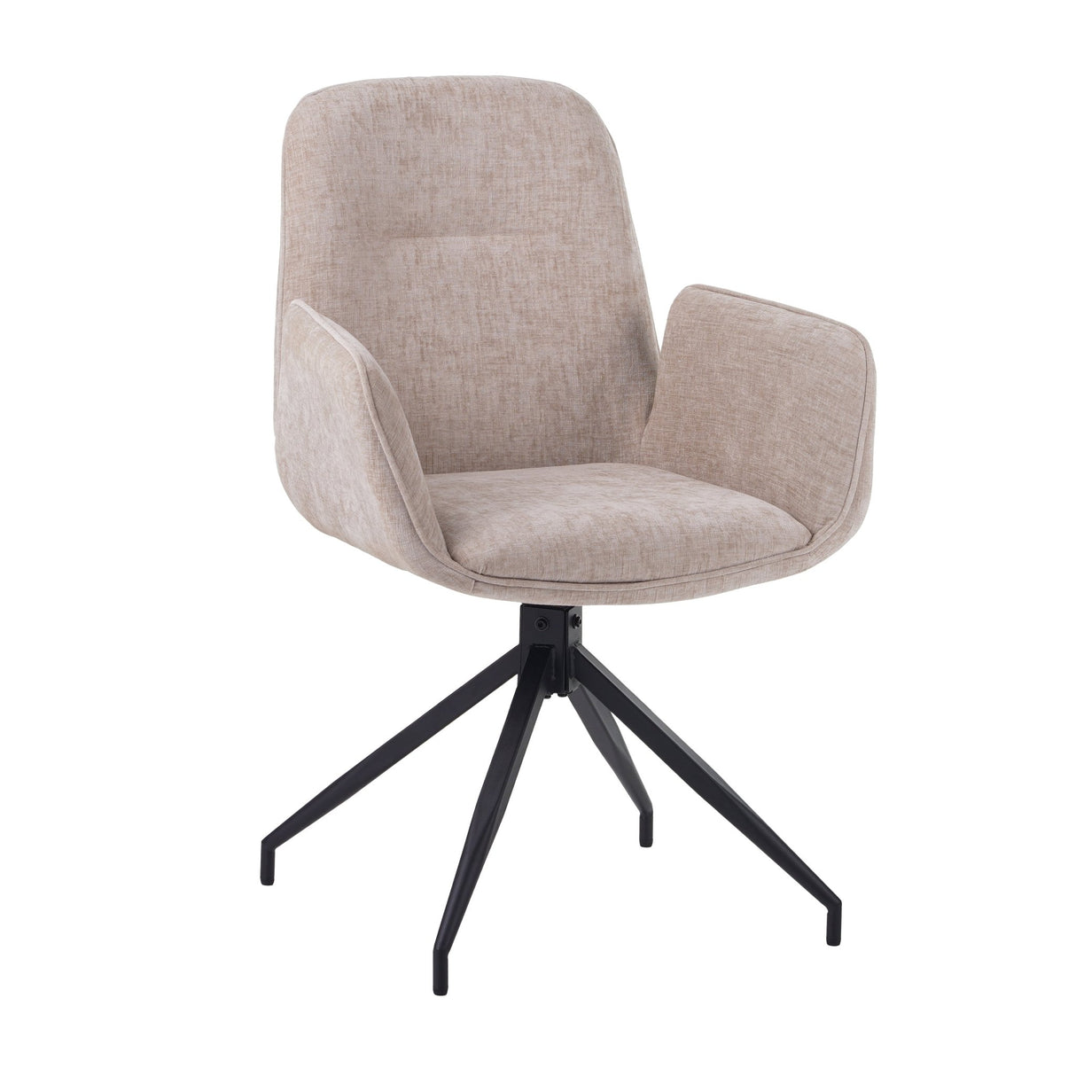 Ensemble de 4 Chaises de Salle à Manger Pivotantes Nela Chenille Beige - Avec Accoudoirs
