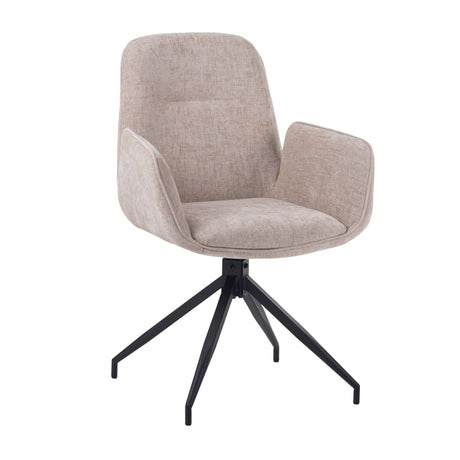 Chaise de salle à manger pivotante Nela Chenille Beige - Avec accoudoirs