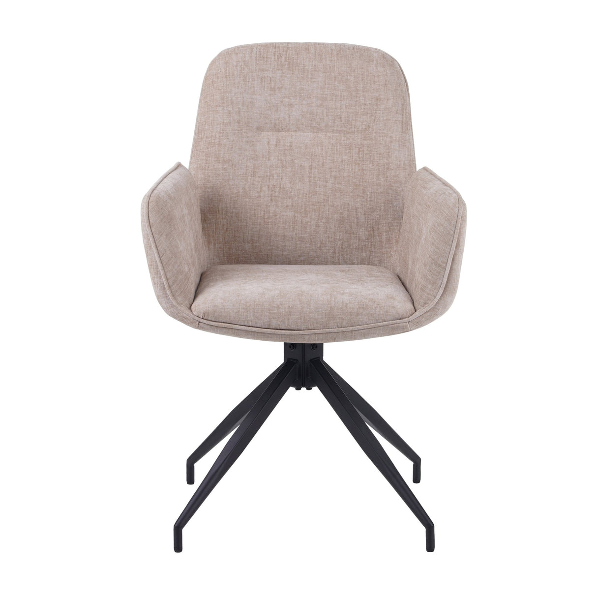 Ensemble de 4 Chaises de Salle à Manger Pivotantes Nela Chenille Beige - Avec Accoudoirs