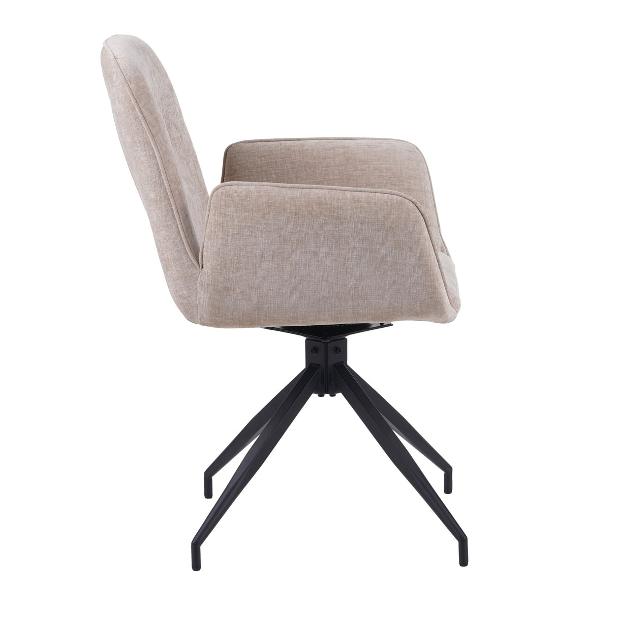 Ensemble de 4 Chaises de Salle à Manger Pivotantes Nela Chenille Beige - Avec Accoudoirs