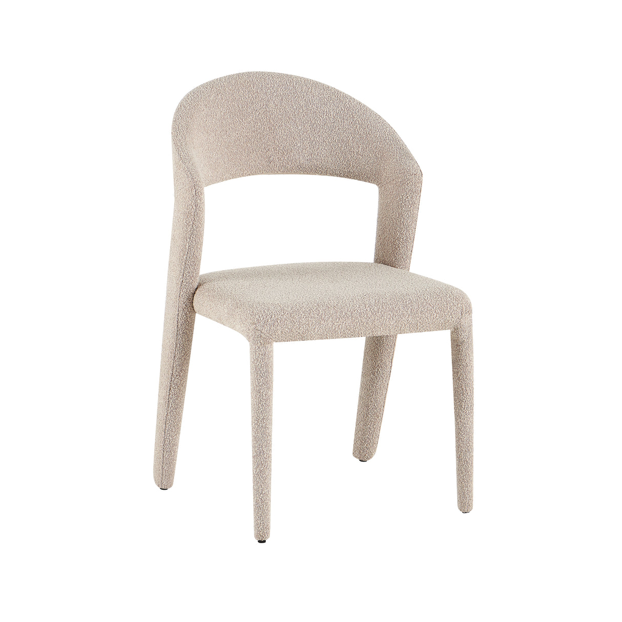 Chaise de salle à manger bouclé couleur sable Yumi - Japandi - entièrement rembourrée