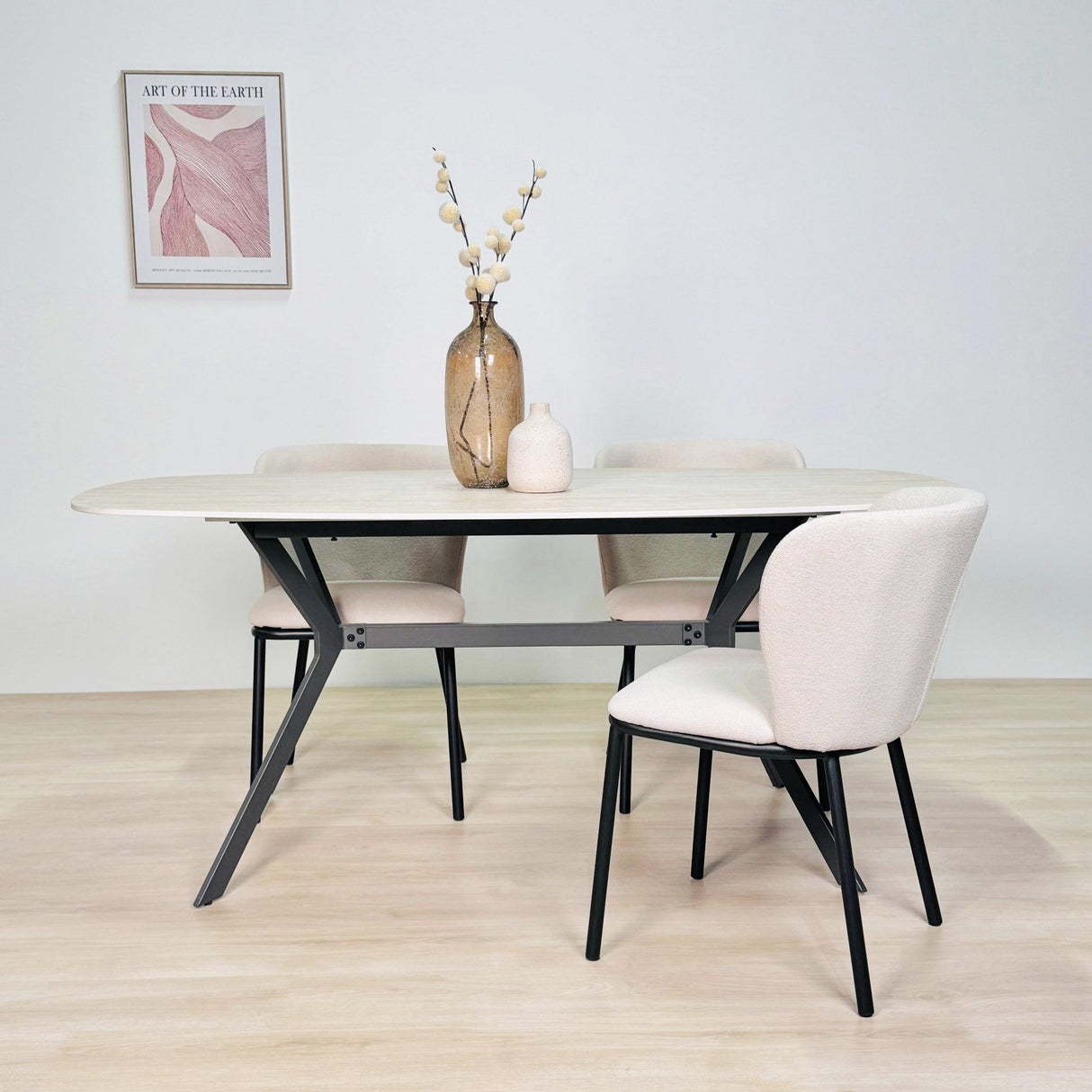 Table à manger Vesta Danois Ovale Céramique Aspect Travertin 180 cm