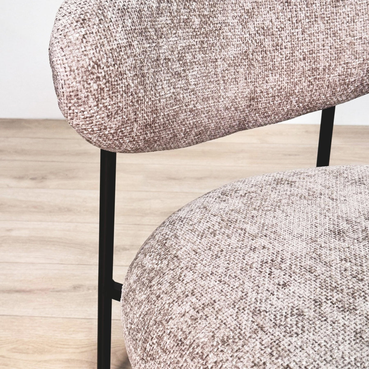 Fauteuil scandinave rond tissu mélangé beige Nova