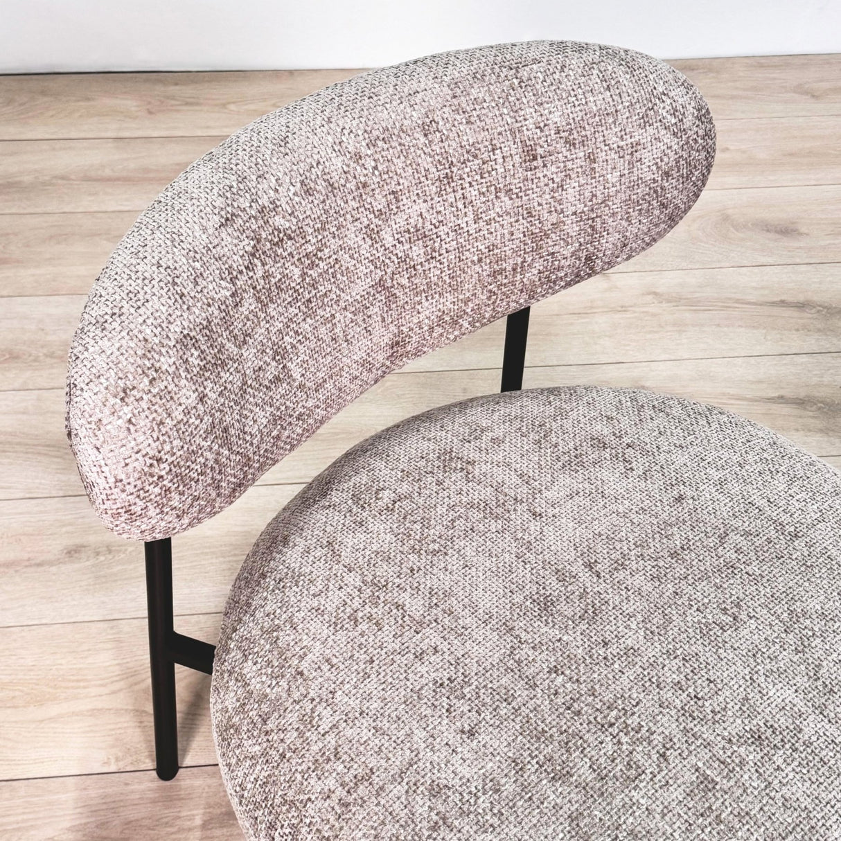 Fauteuil scandinave rond tissu mélangé beige Nova