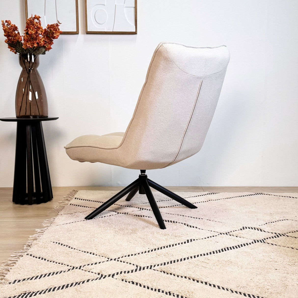Fauteuil pivotant Yuki Beige Bouclé 360°