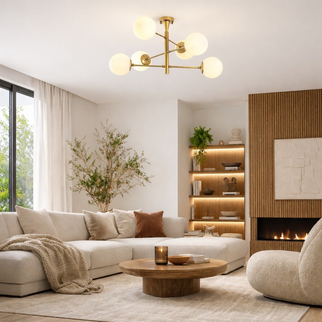 Suspension 6 lumières Or Métal Lustre