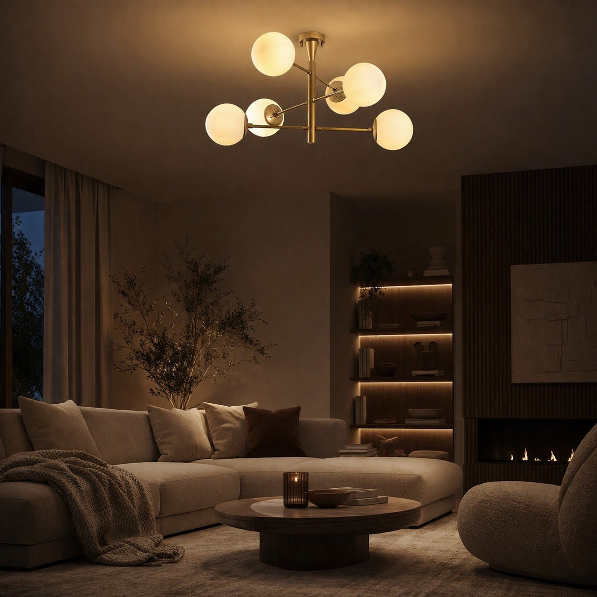 Suspension 6 lumières Or Métal Lustre