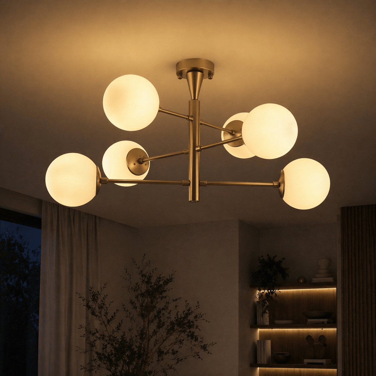 Suspension 6 lumières Or Métal Lustre