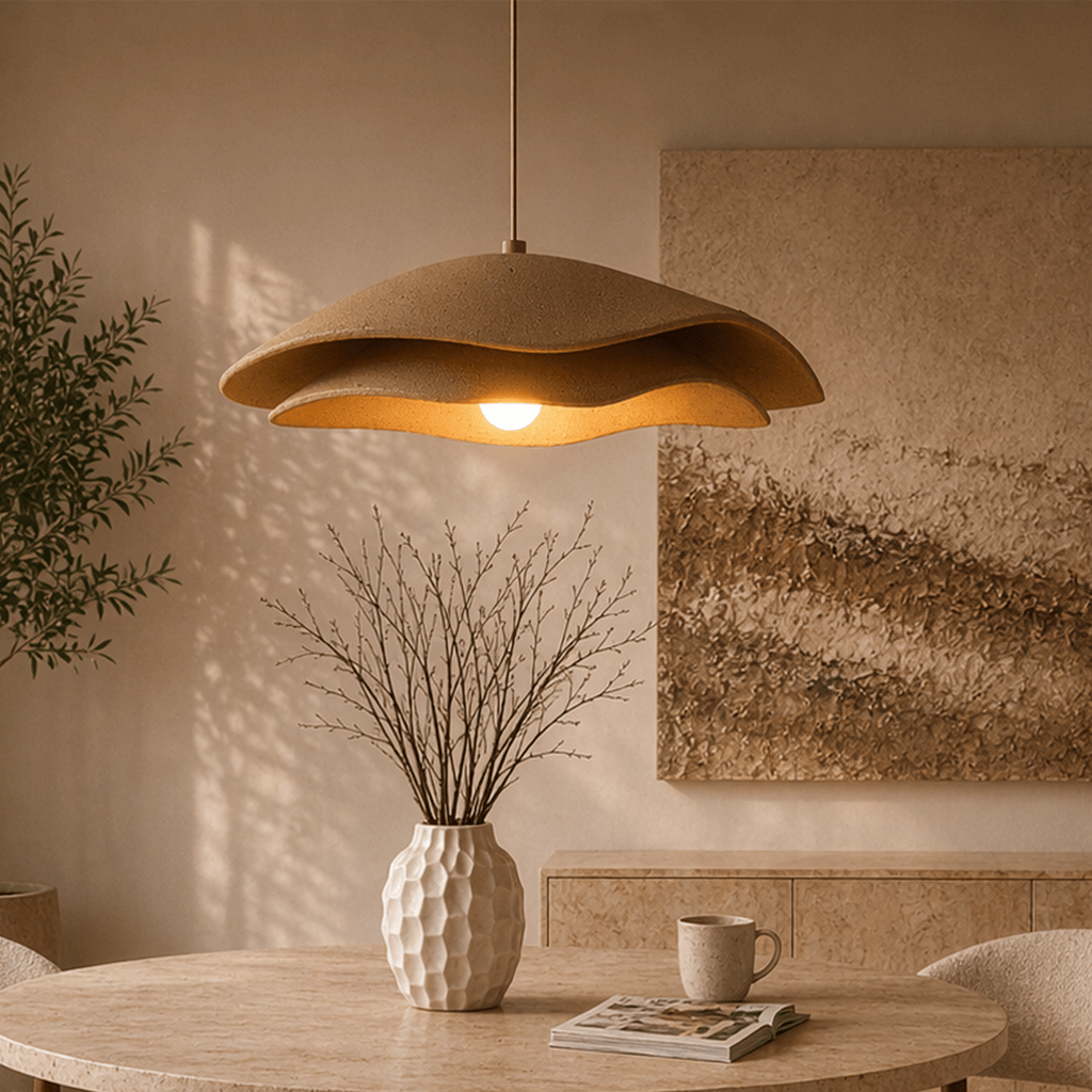 Hanglampen - Hanglamp beige carbon betonnen kap - 40 en 50 cm - Flowing - Dimehouse