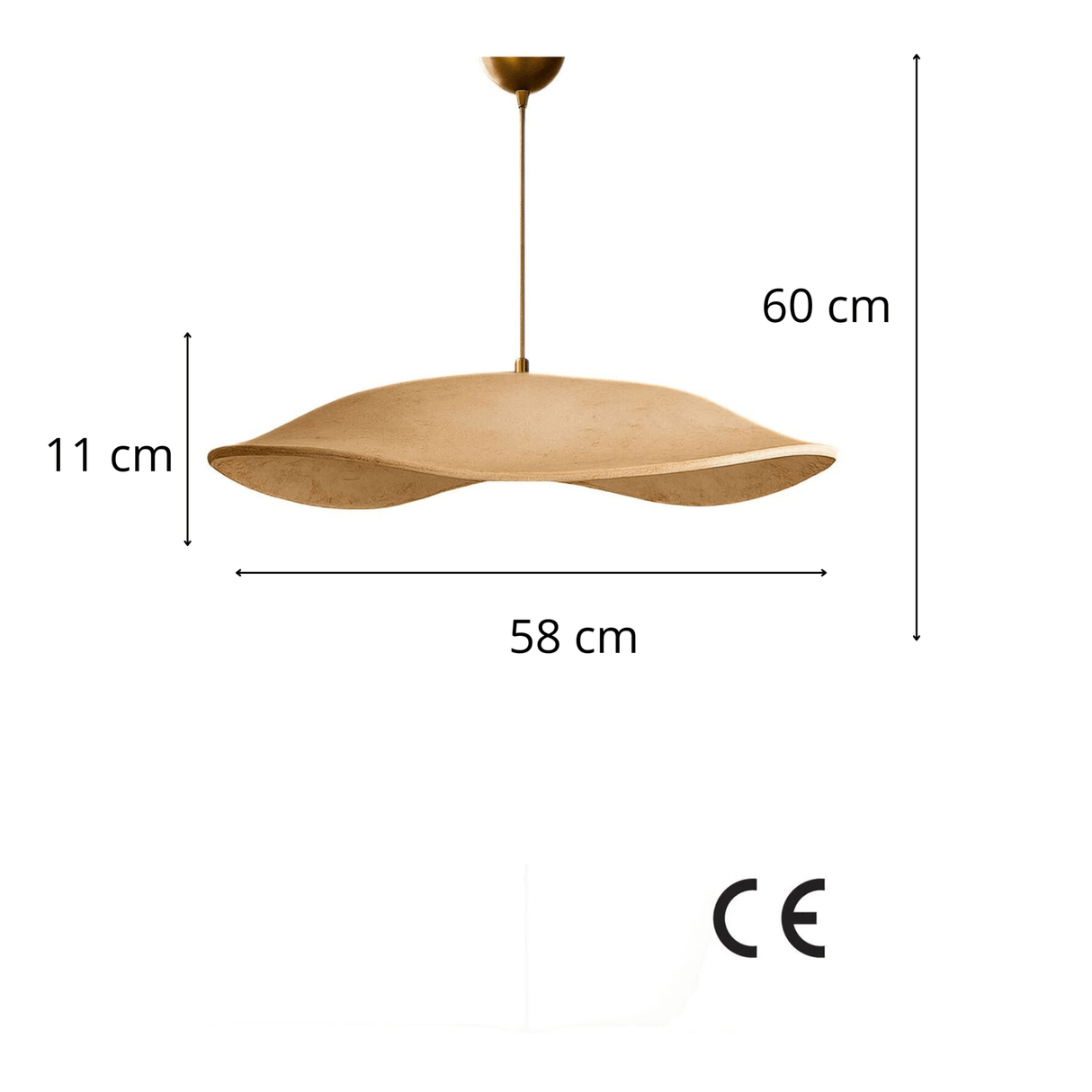Hanglampen - Hanglamp beige carbon betonnen kap - 58 cm - Flowing - Dimehouse