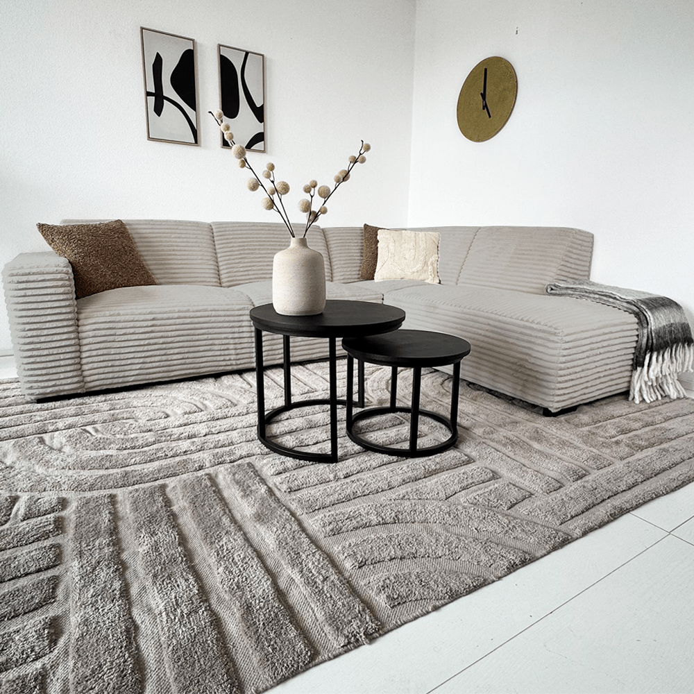 Canapé d'angle beige en tissu côtelé super doux Gavi - droit