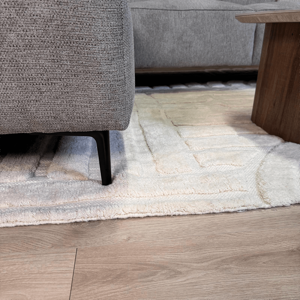 Canapé d'angle taupe en chenille rembourré Ravi – gauche