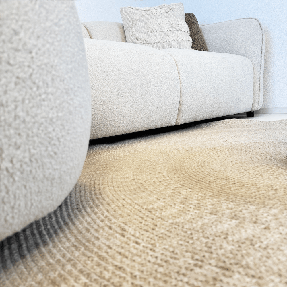 Canapé d'angle à forme organique crème bouclé Sophie - gauche