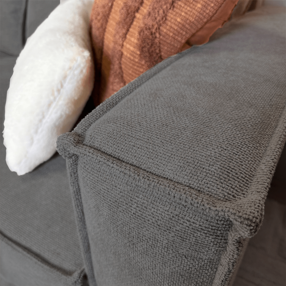 3-coussins déhoussables épais et déliés en chenille anthracite Yara