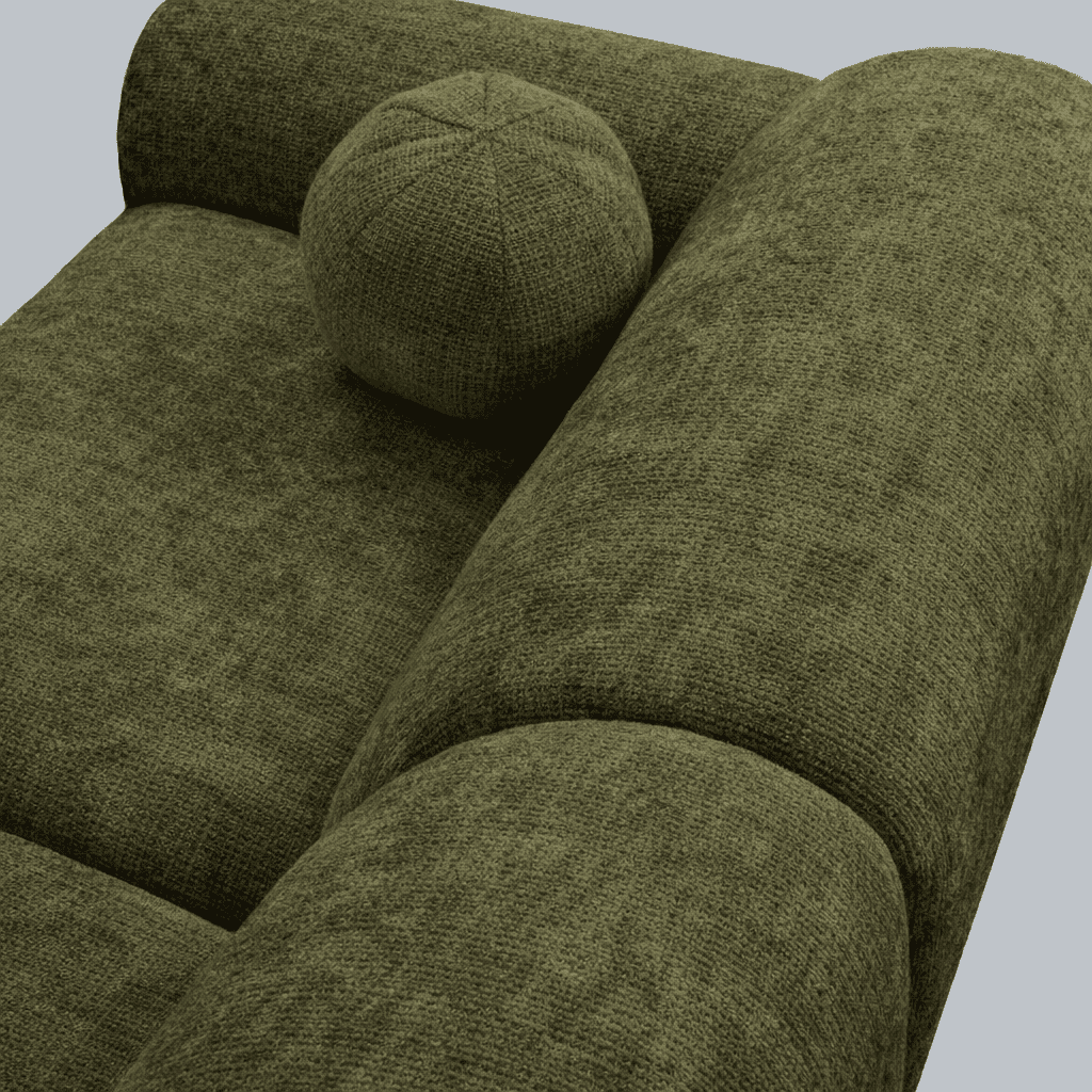 Canapé d'angle avec méridienne en tissu chenille vert olive Shane - à gauche