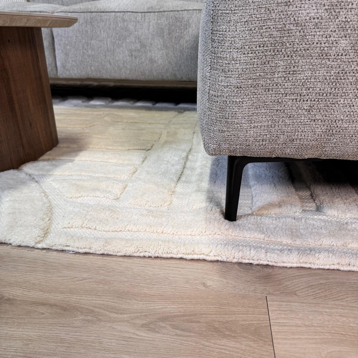 Canapé d'angle gris en chenille tissée Ravi – Gauche