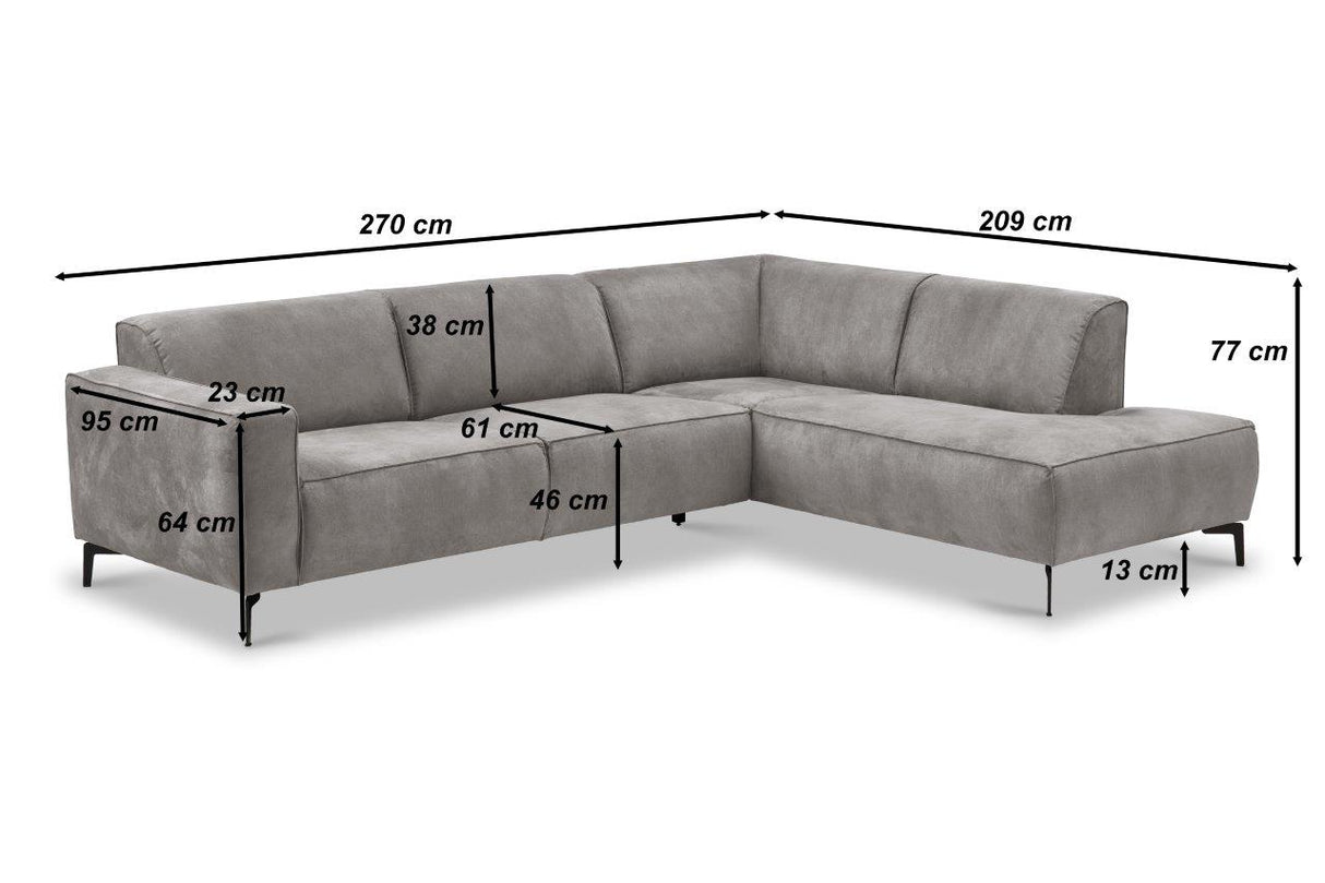 Canapé d'angle industriel en éco-cuir anthracite Brisbane - gauche