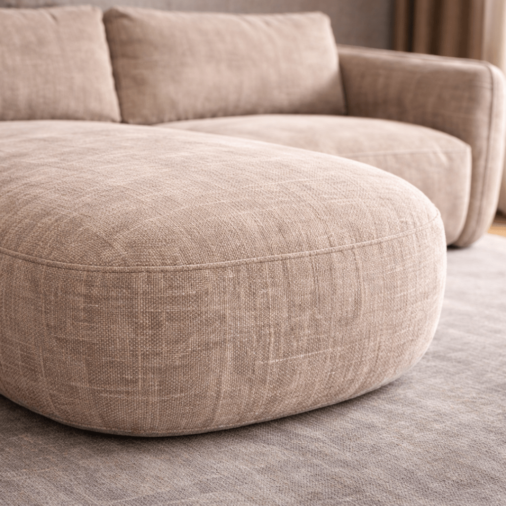 Canapé d'angle chaise longue beige tissu structuré Dwayne - gauche