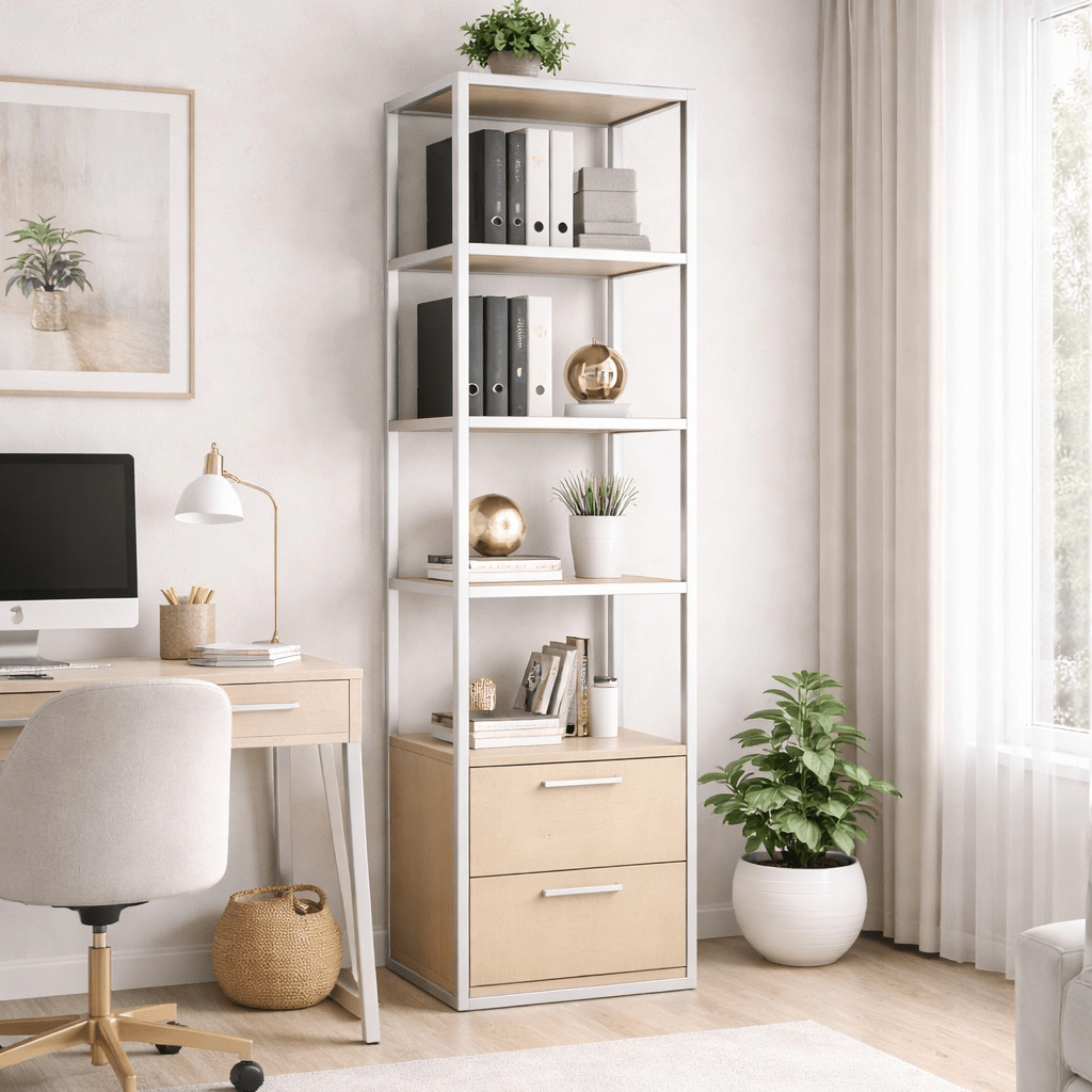 Bibliothèque Robbins blanc Eik Melamine 39x160x39 cm