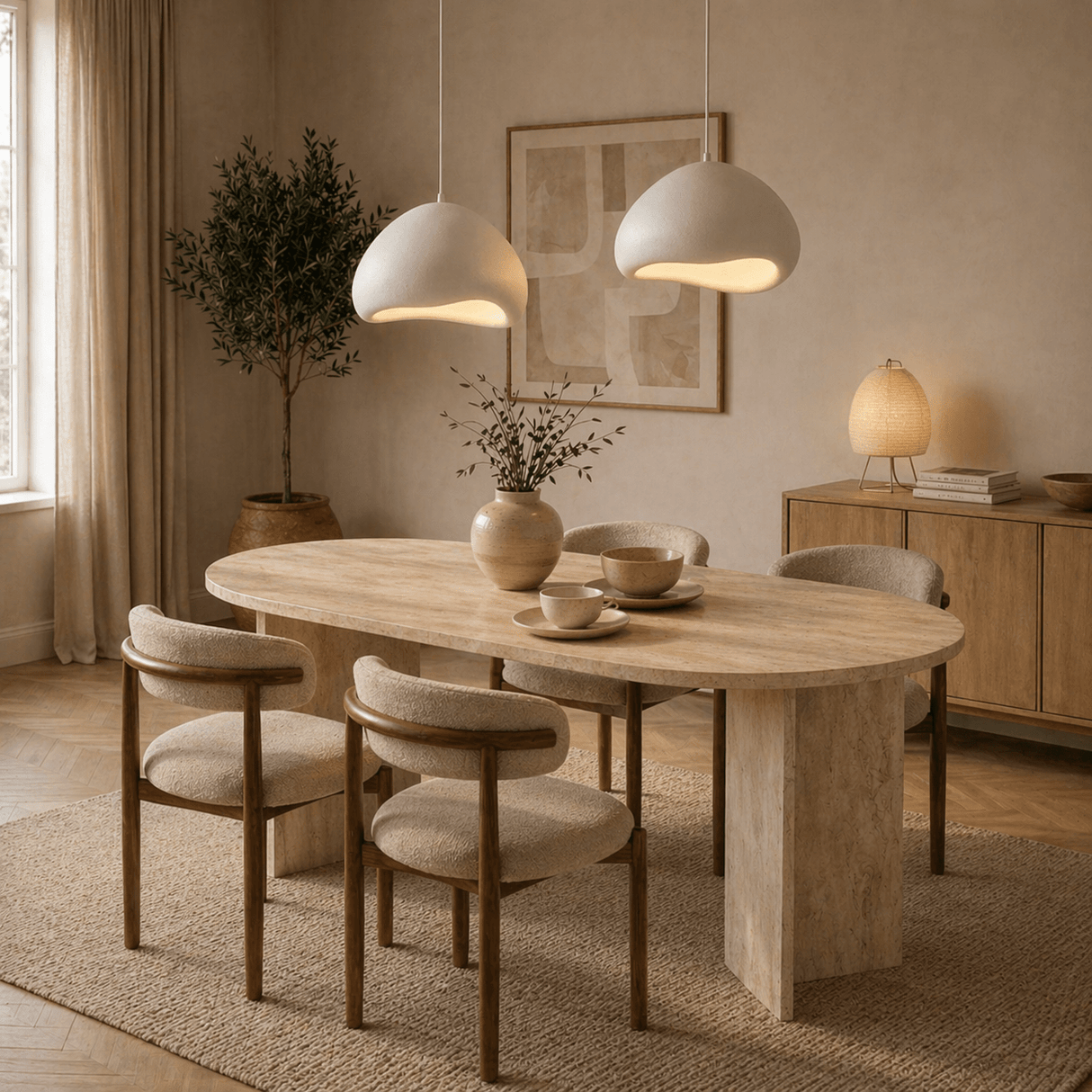 Lampe à suspension de luxe blanche Ø50 cm et Ø50 cm – Abat-jour en fibre de verre - Eleonora