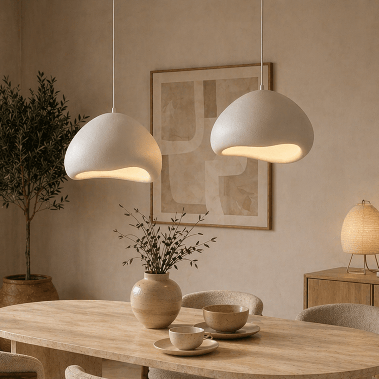 Lampe à suspension de luxe blanche Ø50 cm et Ø50 cm – Abat-jour en fibre de verre - Eleonora