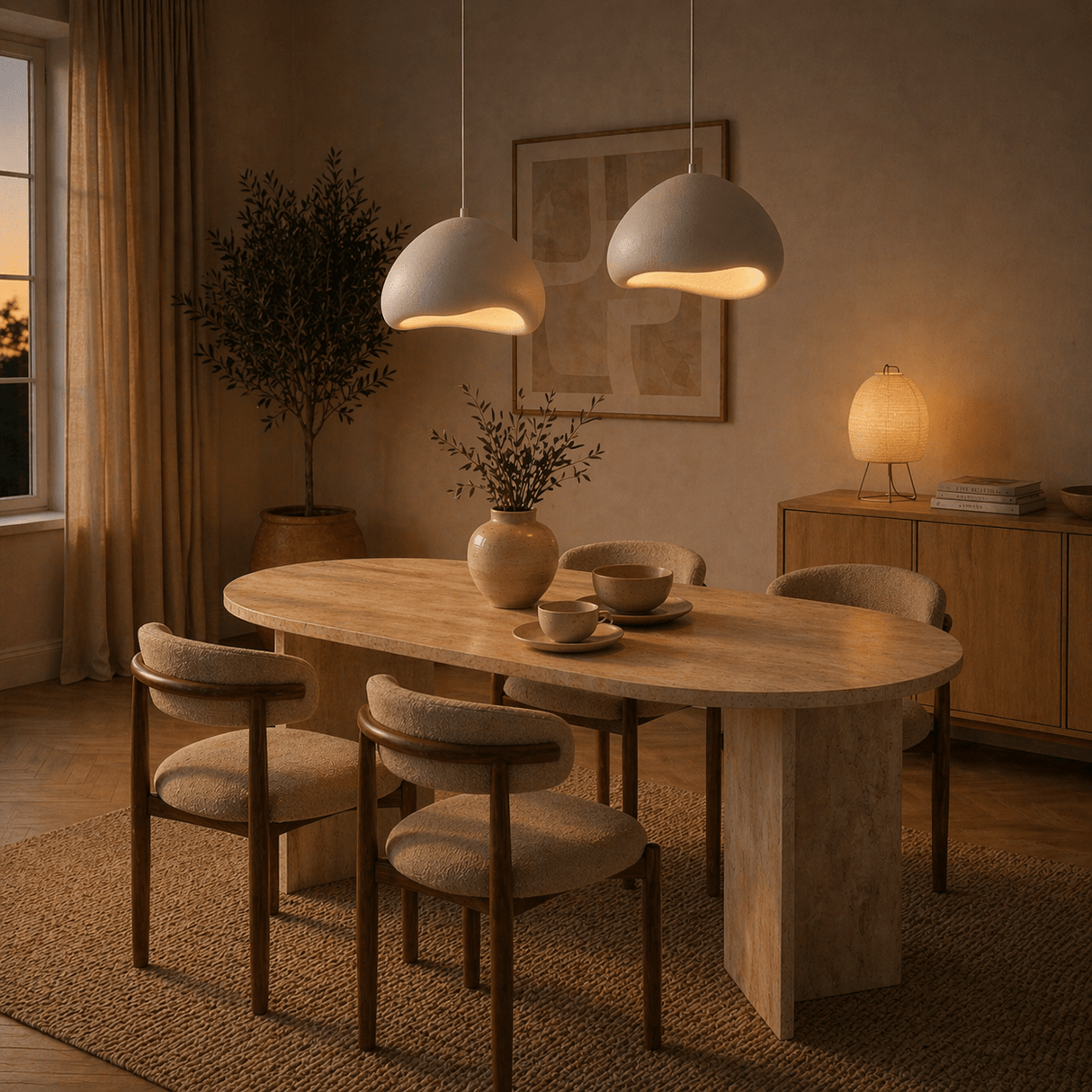 Lampe à suspension de luxe blanche Ø50 cm et Ø50 cm – Abat-jour en fibre de verre - Eleonora