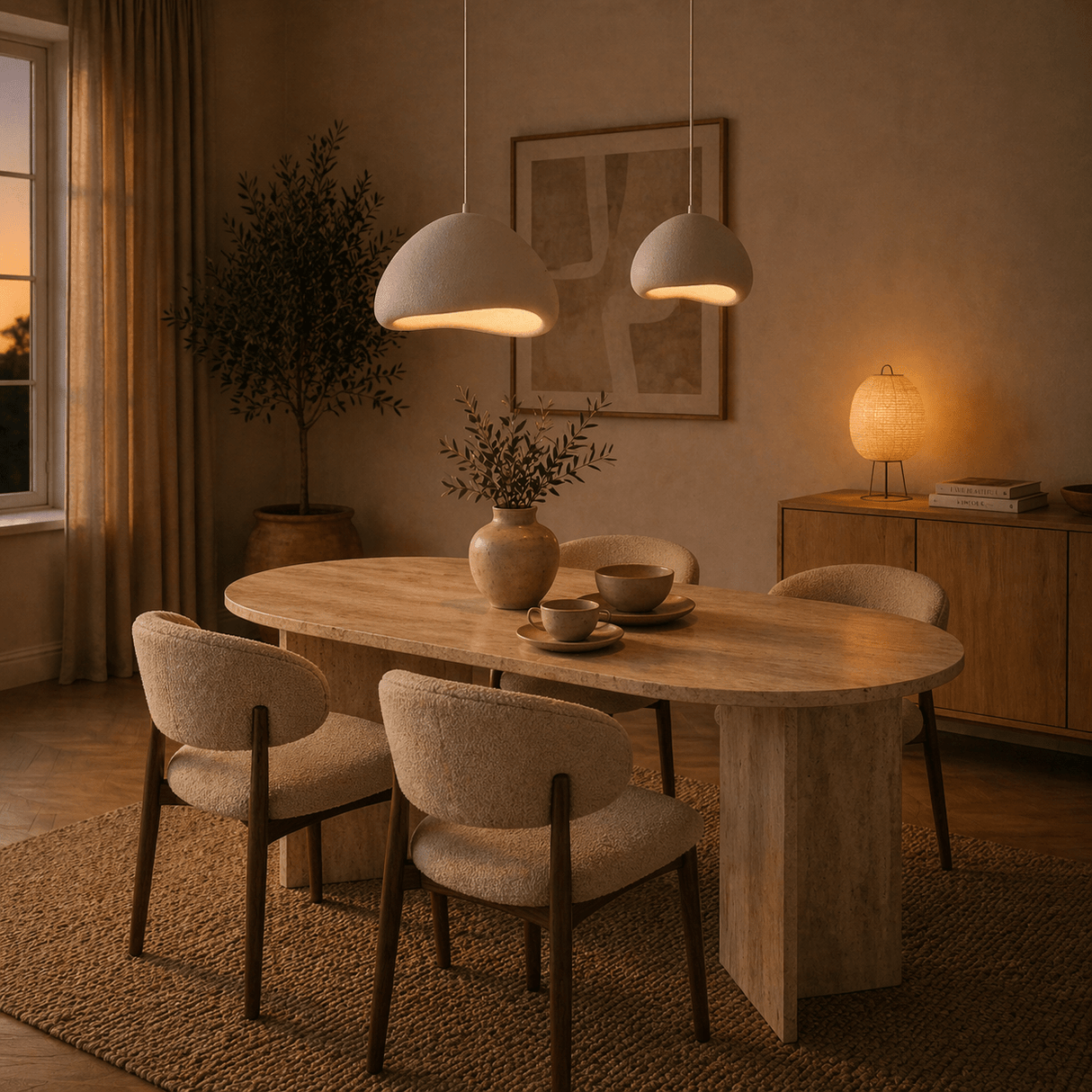 Lampe à suspension de luxe blanche Ø50 cm et Ø40 – Abat-jour en fibre de verre - Eleonora