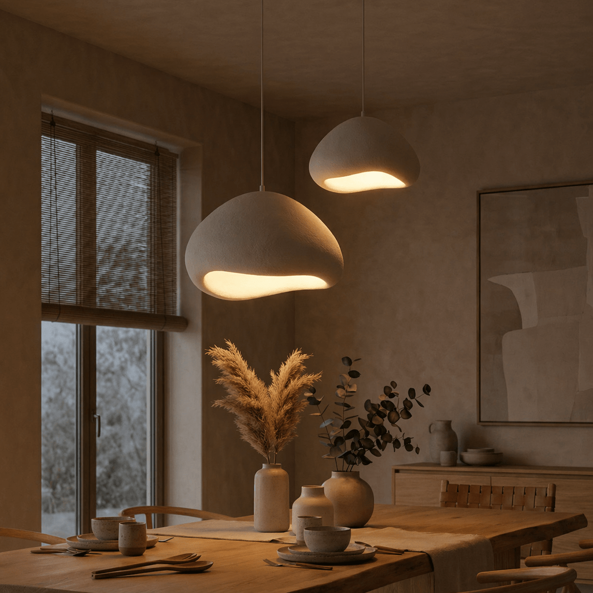 Lampe à suspension de luxe blanche Ø50 cm et Ø40 – Abat-jour en fibre de verre - Eleonora
