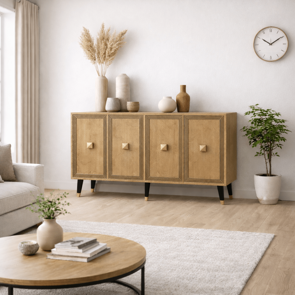 Dressoirs - Modern Dressoir Ansel Sapphire Eikenlook Melamine 120 cm - Dimehouse