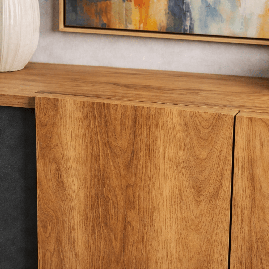 Buffet moderne en mélamine aspect anthracite-noyer Diana 180 cm