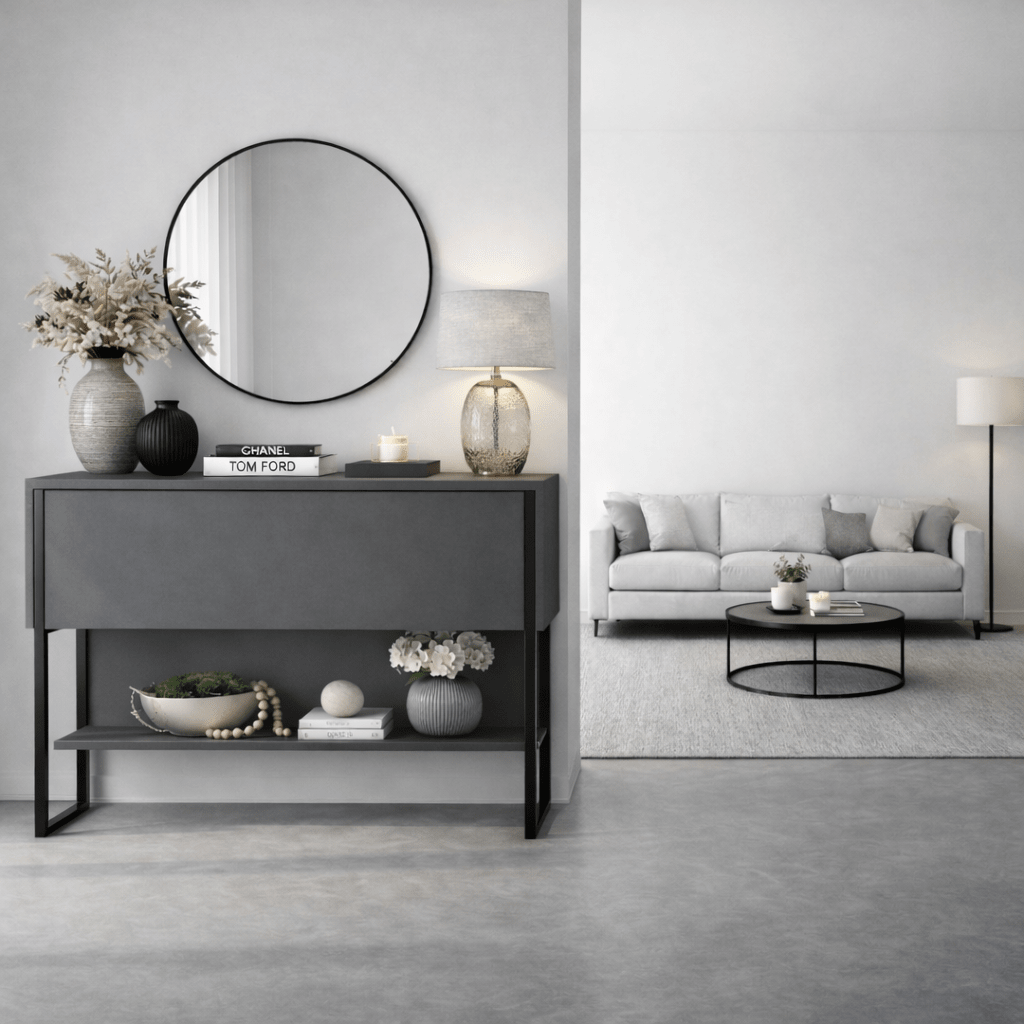 Dressoirs - Modern Dressoir Antraciet Luxe 120x80x30 - Zwart Frame - Eén Vak - Dimehouse