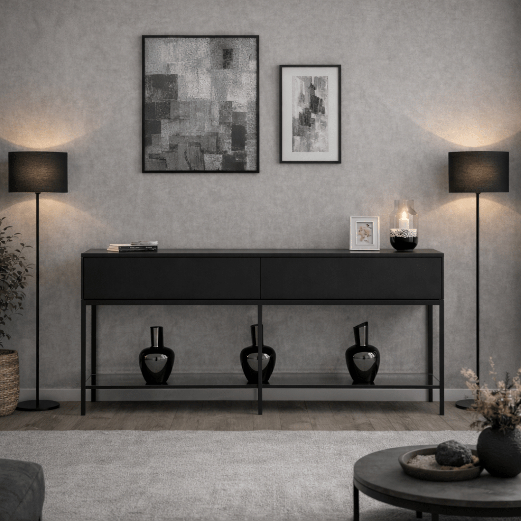 Commode moderne Black Lord 150x30x80 - Deux compartiments