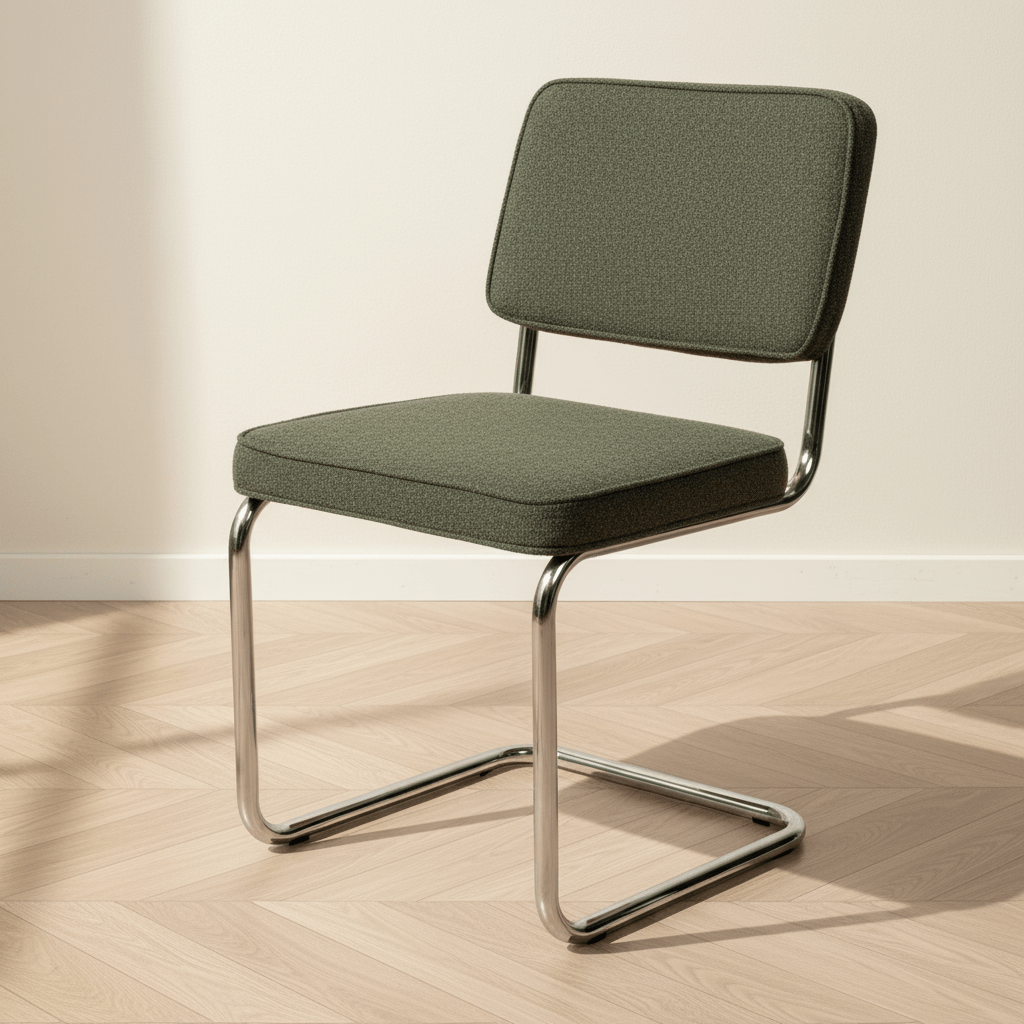 Moderne Eetkamerstoel Groen Bouclé Stof Sway - Chrome Frame - Zonder Armleuningen