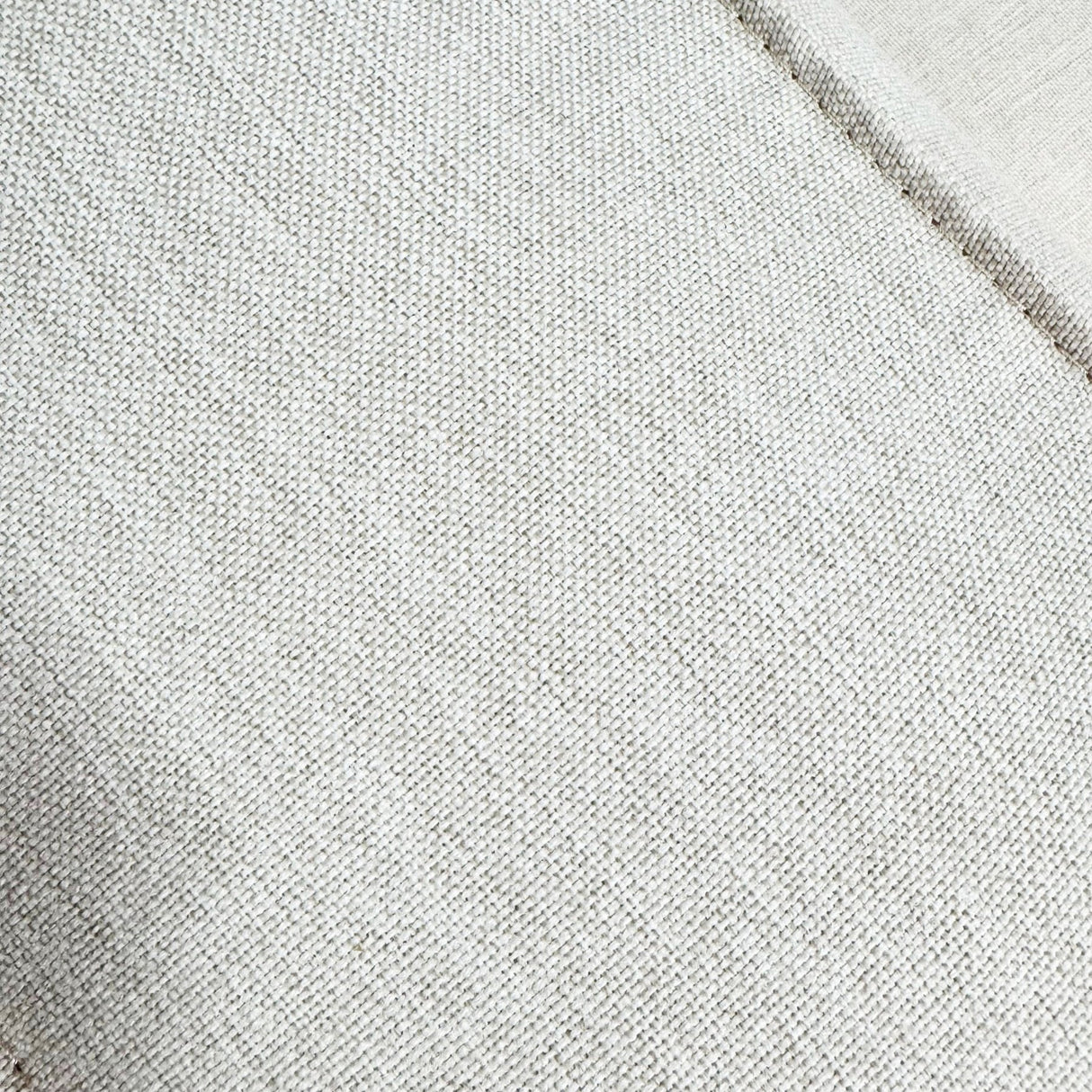 Canapé d'angle modulaire avec pouf détachable en tissu de lin beige écru Fora - gauche