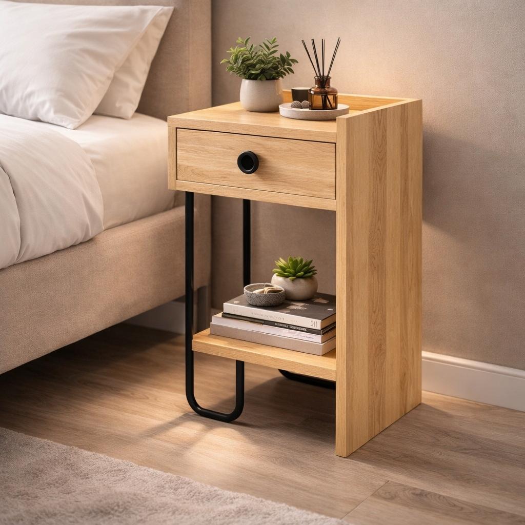 Table de chevet Sirius droite mélamine 32x61x30 cm