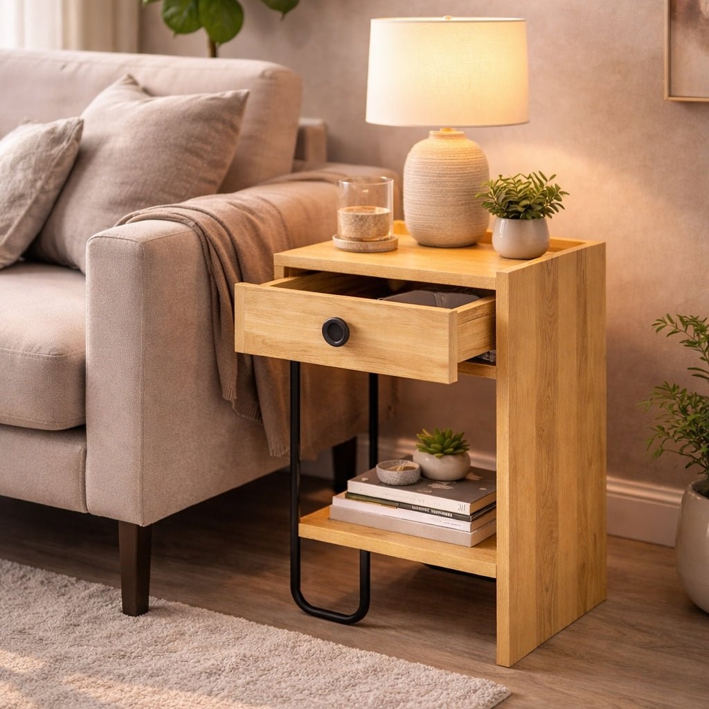 Table de chevet Sirius droite mélamine 32x61x30 cm