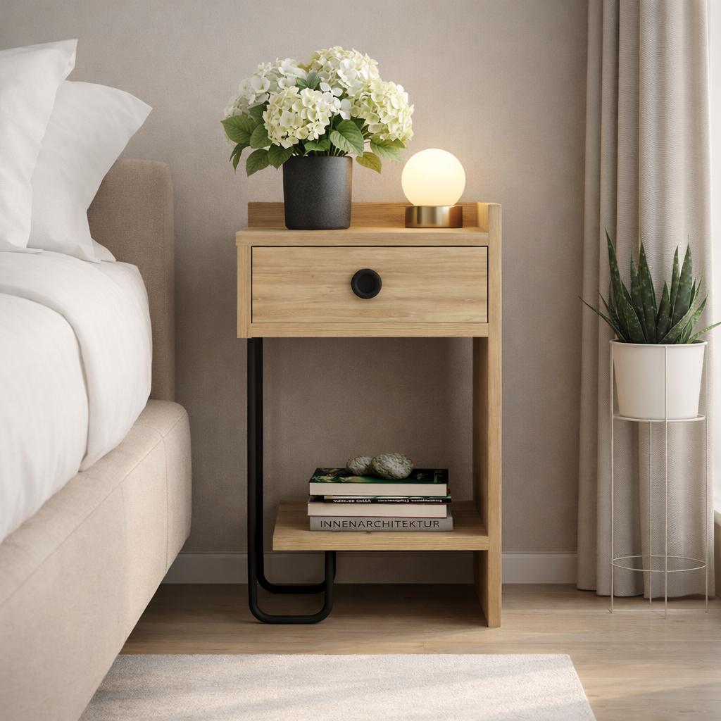 Table de chevet Sirius droite mélamine 32x61x30 cm