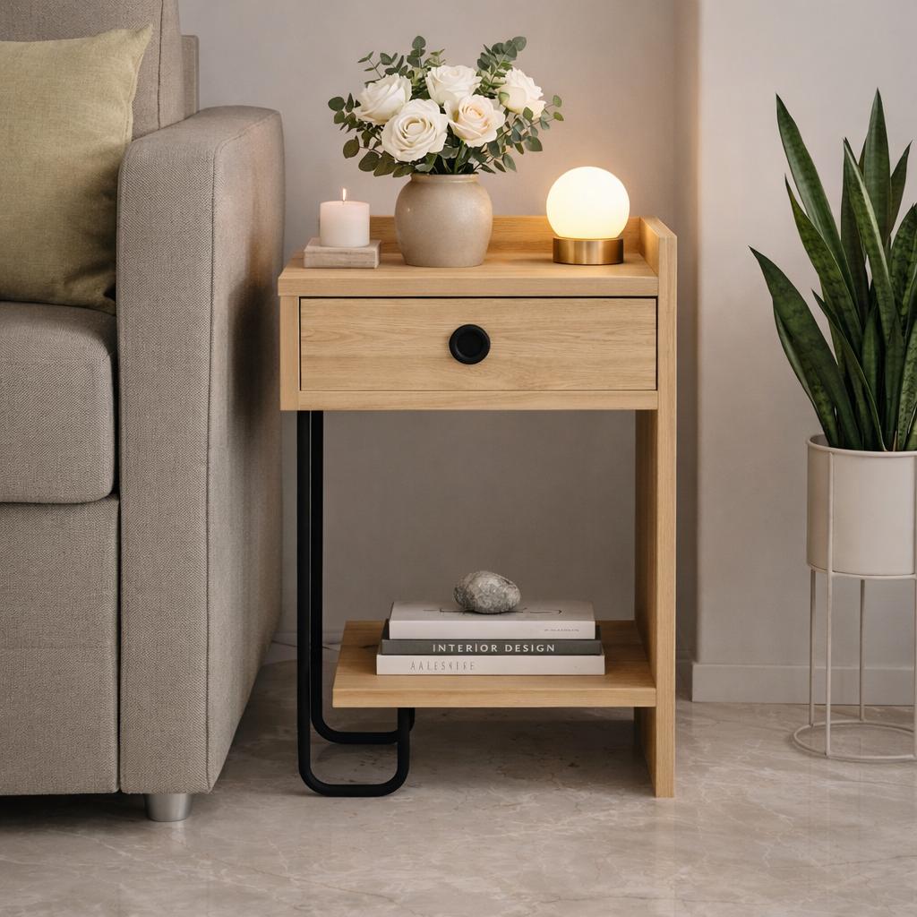 Table de chevet Sirius droite mélamine 32x61x30 cm