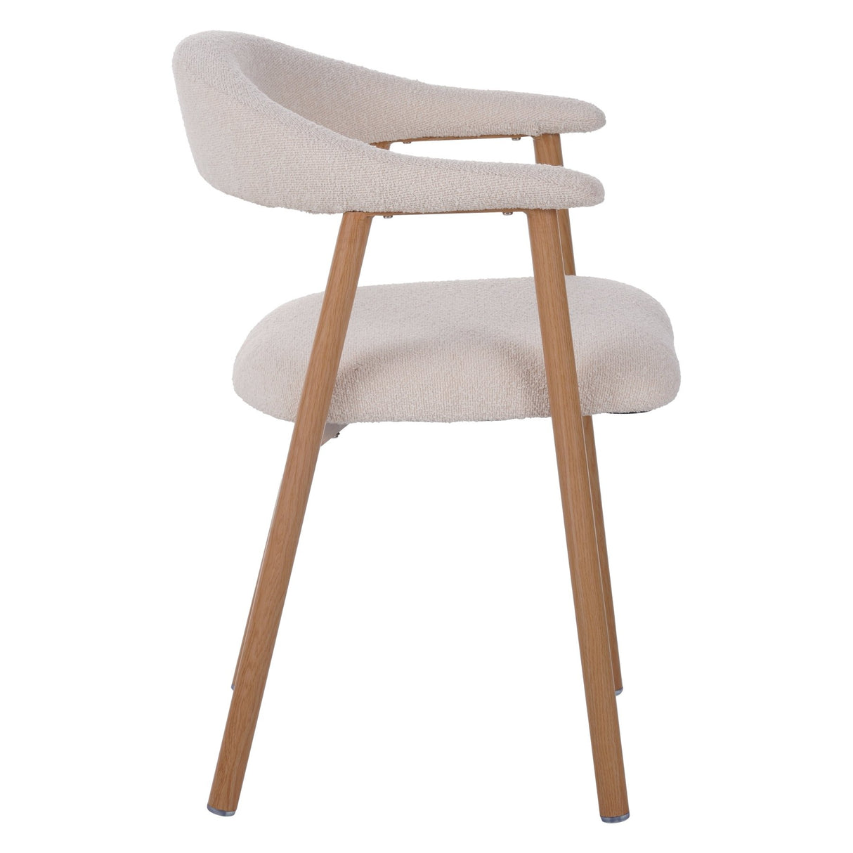 Chaise de salle à manger Japandi Ivoire Bouclé Suki - Cadre en chêne - Avec accoudoirs