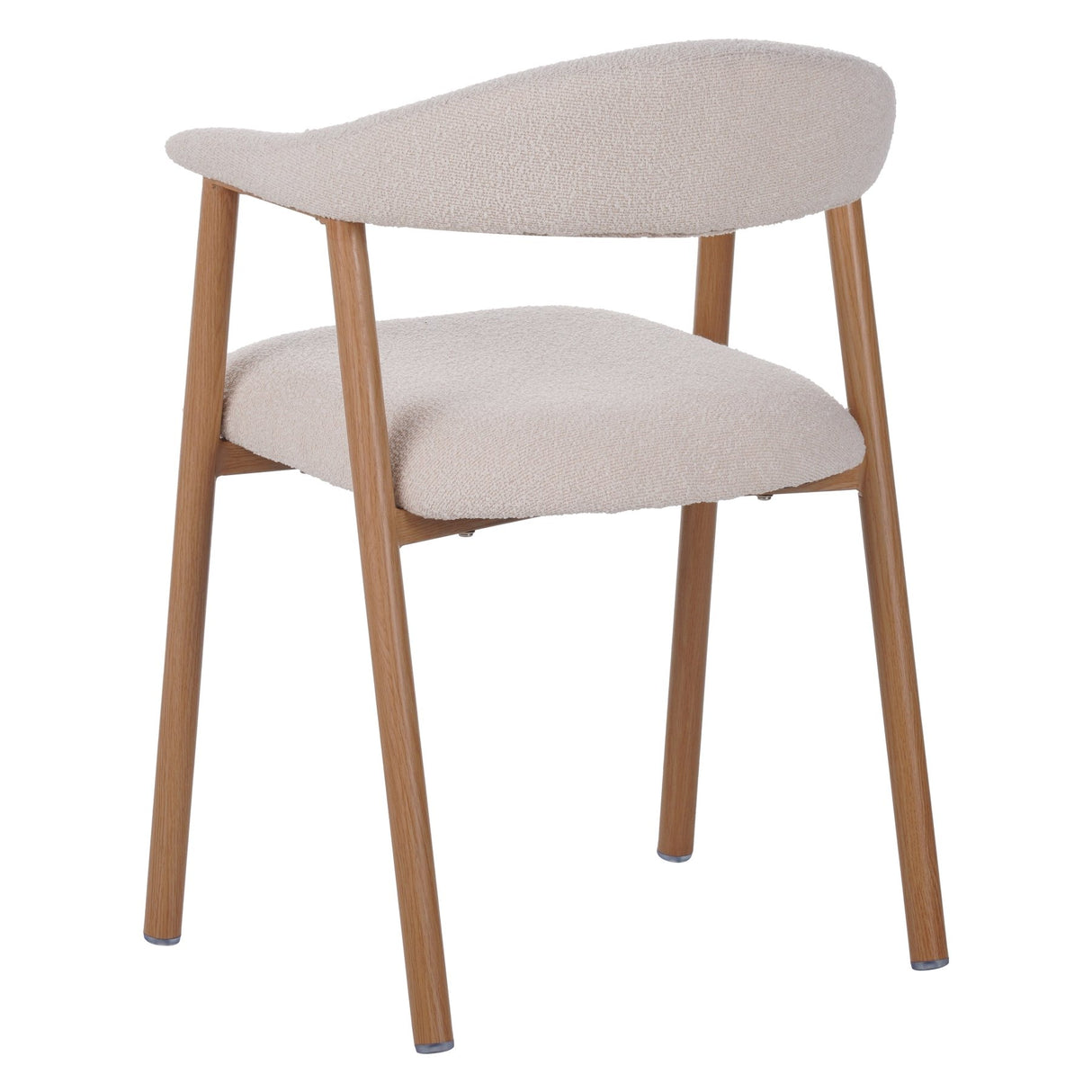 Chaise de salle à manger Japandi Ivoire Bouclé Suki - Cadre en chêne - Avec accoudoirs