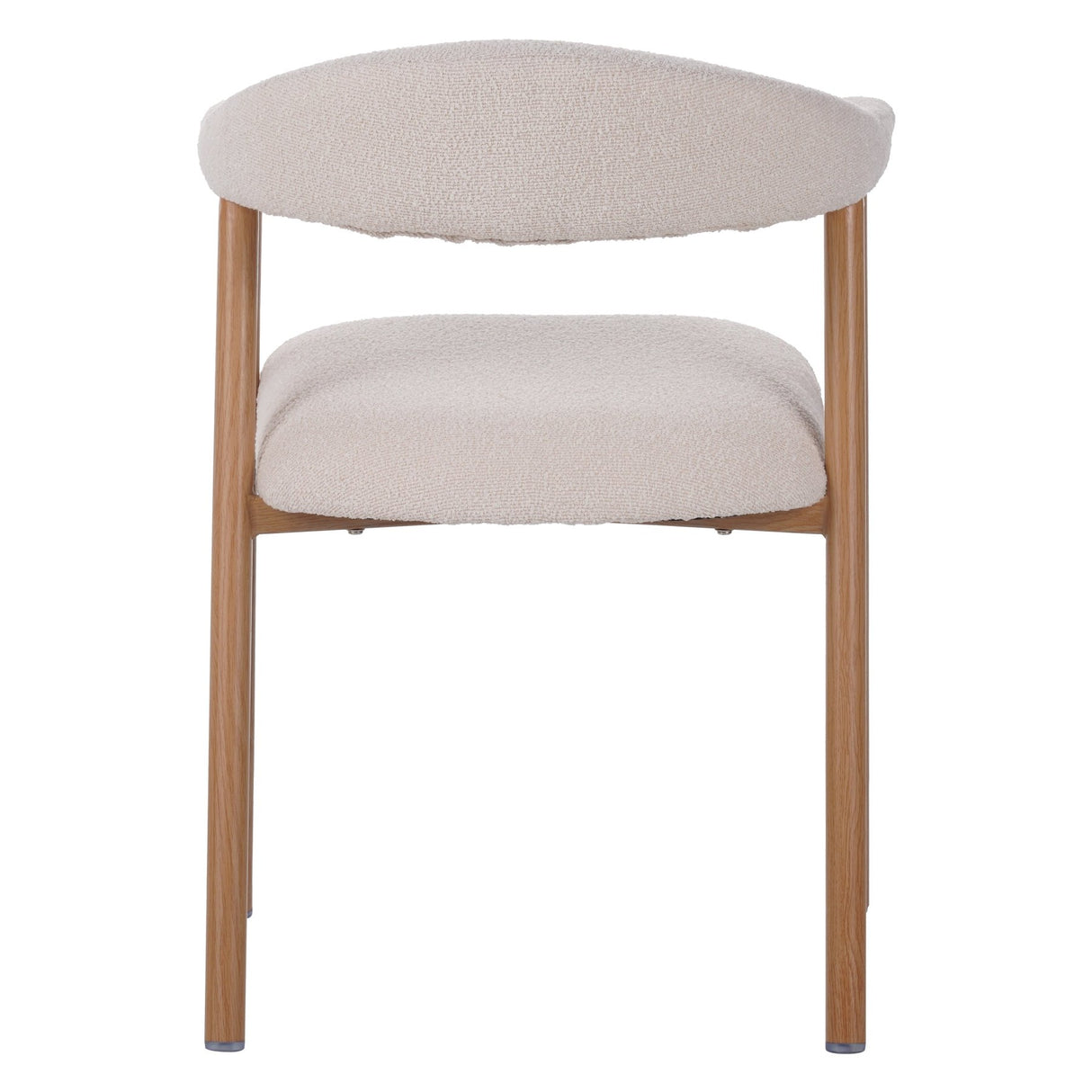 Chaise de salle à manger Japandi Ivoire Bouclé Suki - Cadre en chêne - Avec accoudoirs