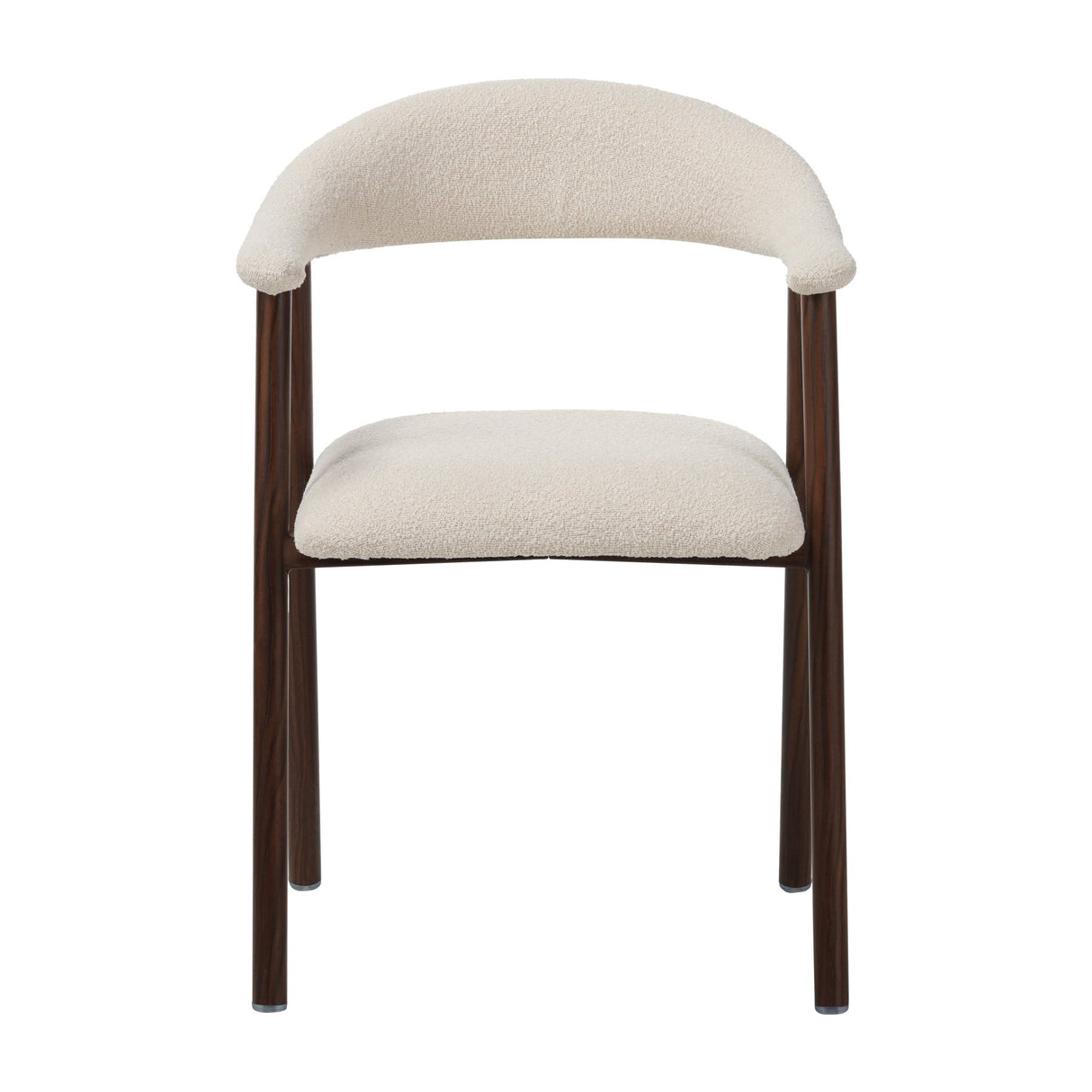 Chaise de salle à manger Japandi Ivoire Bouclé Suki - Cadre en Noyer - Avec Accoudoirs