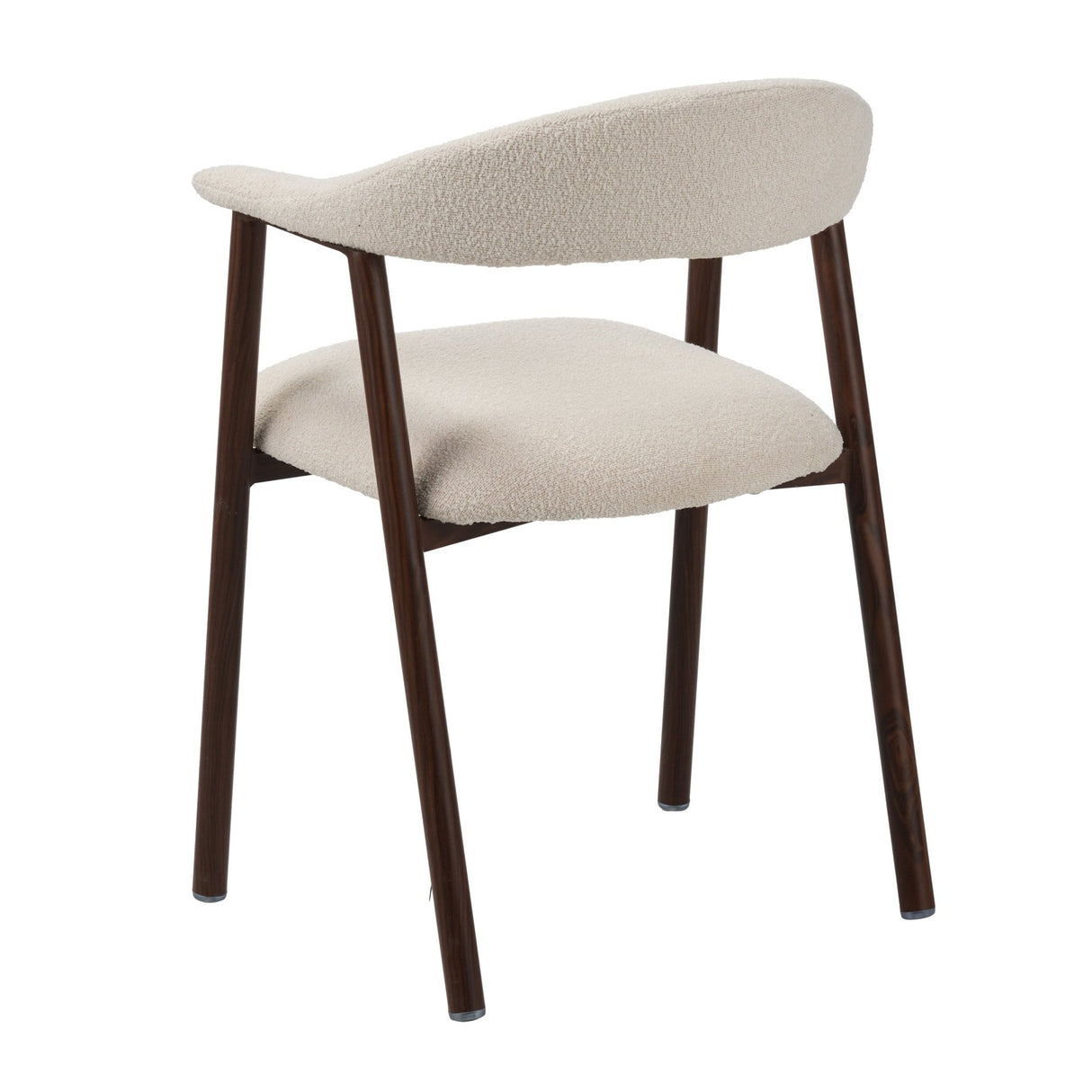 Chaise de salle à manger Japandi Ivoire Bouclé Suki - Cadre en Noyer - Avec Accoudoirs