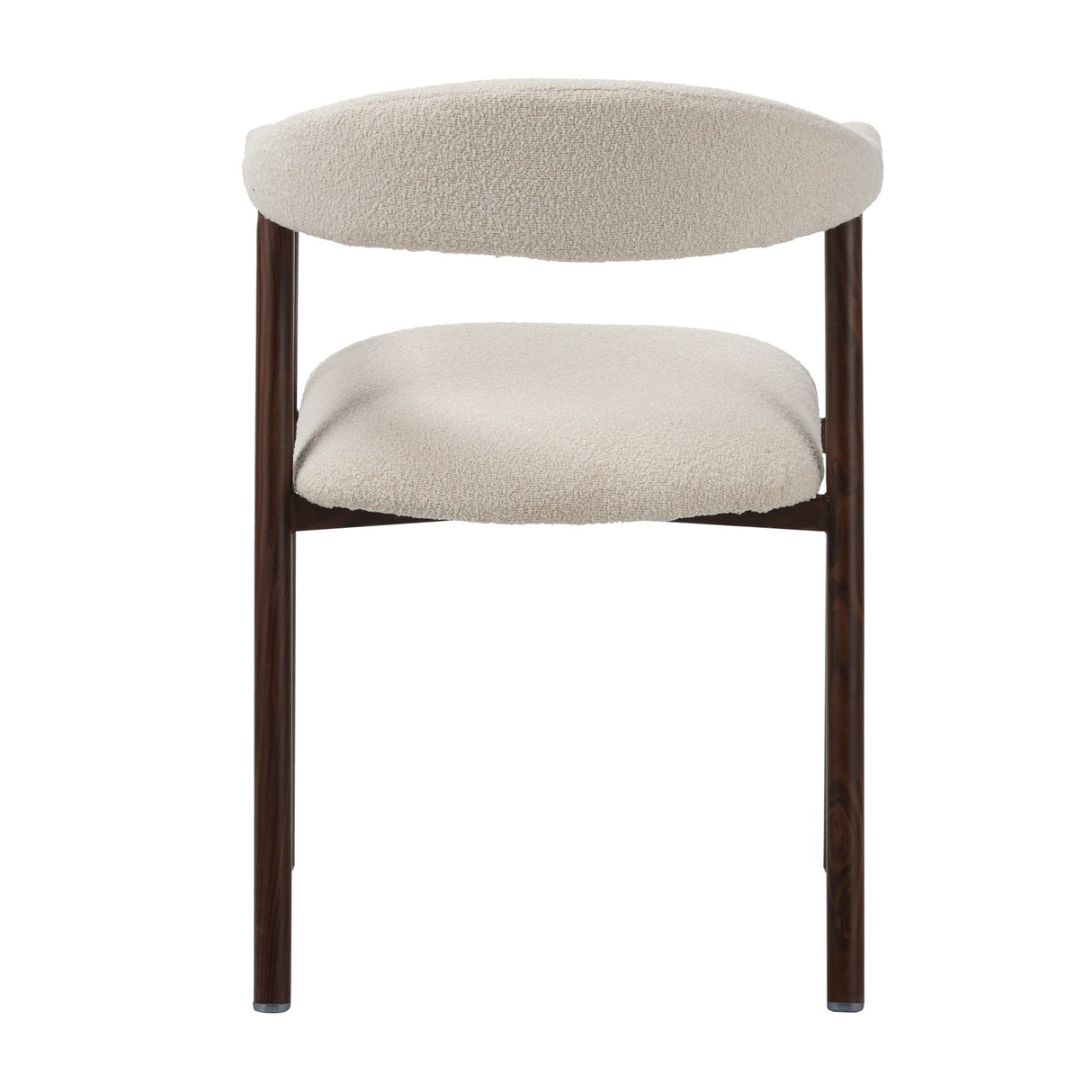 Chaise de salle à manger Japandi Ivoire Bouclé Suki - Cadre en Noyer - Avec Accoudoirs