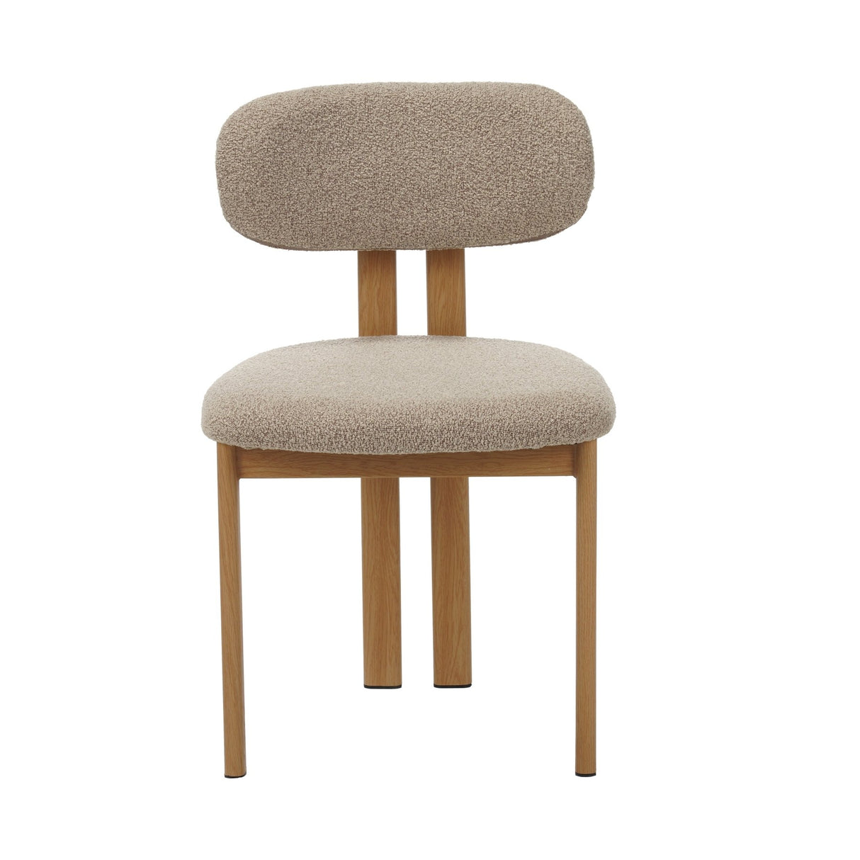 Chaise de salle à manger Japandi Miyo Bouclé Couleur Sable - Cadre Aspect Chêne