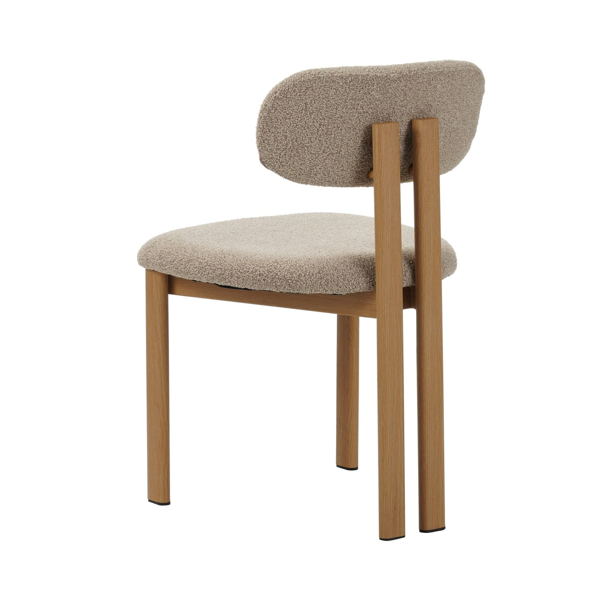 Chaise de salle à manger Japandi Miyo Bouclé Couleur Sable - Cadre Aspect Chêne
