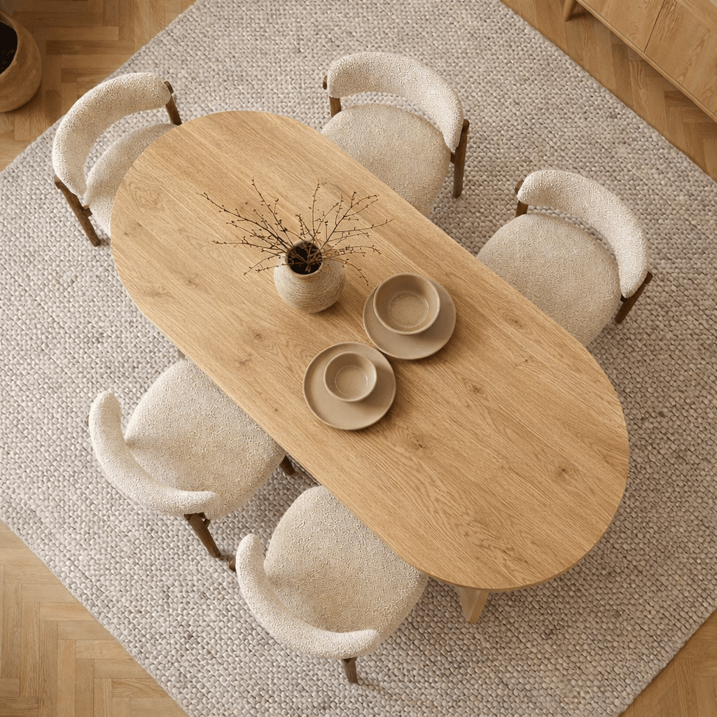 Ovale eettafel Eiken melamine - Japandi - 200x89,5x75 cm - Sota